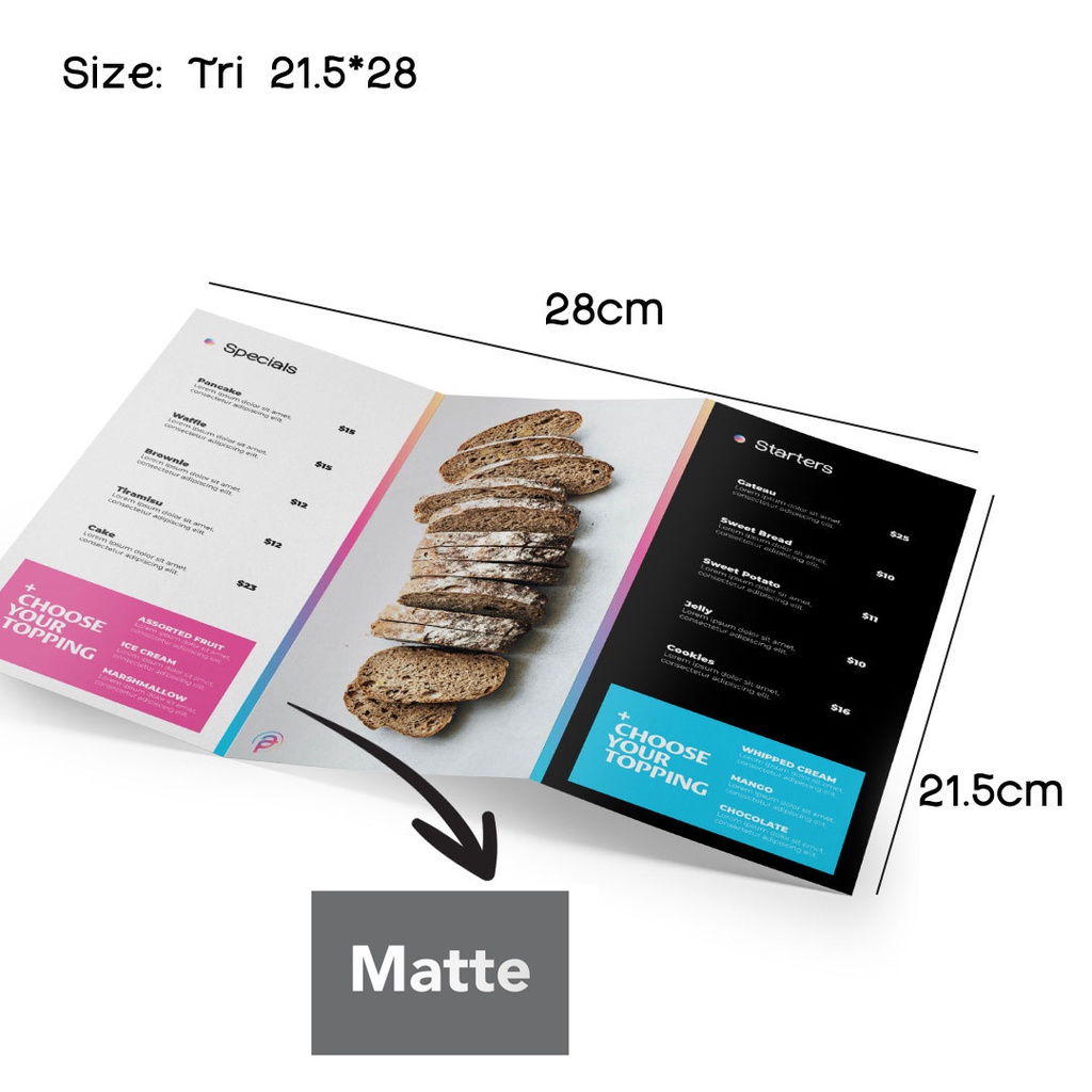 منيو مطوي ثلاثي